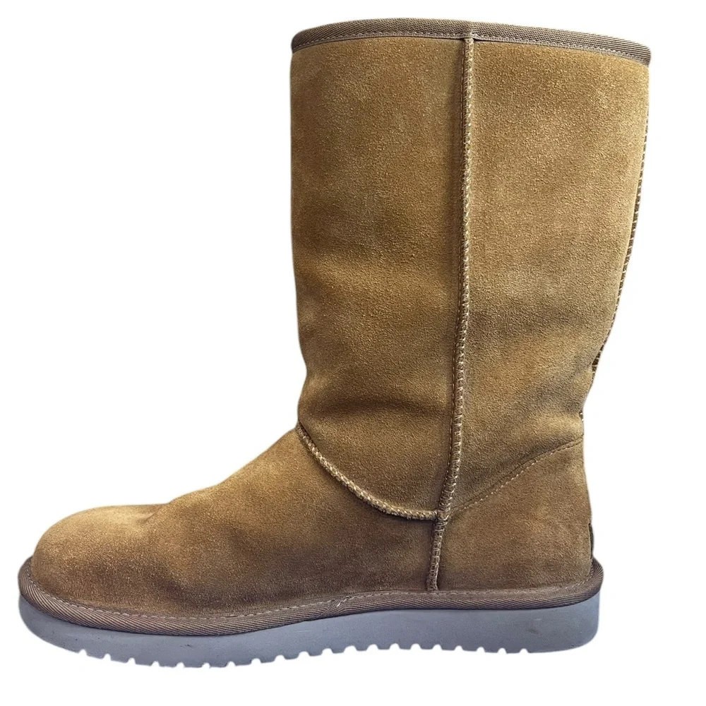 Koolaburra by UGG Victoria Tall Pom Pom Bow Boots Chestnut Suede Women’s 10